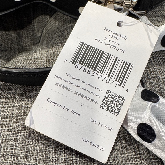 Kate Spade Love Shack Heart Black White Polka Dot Crossbody NWT - Picture 14 of 17